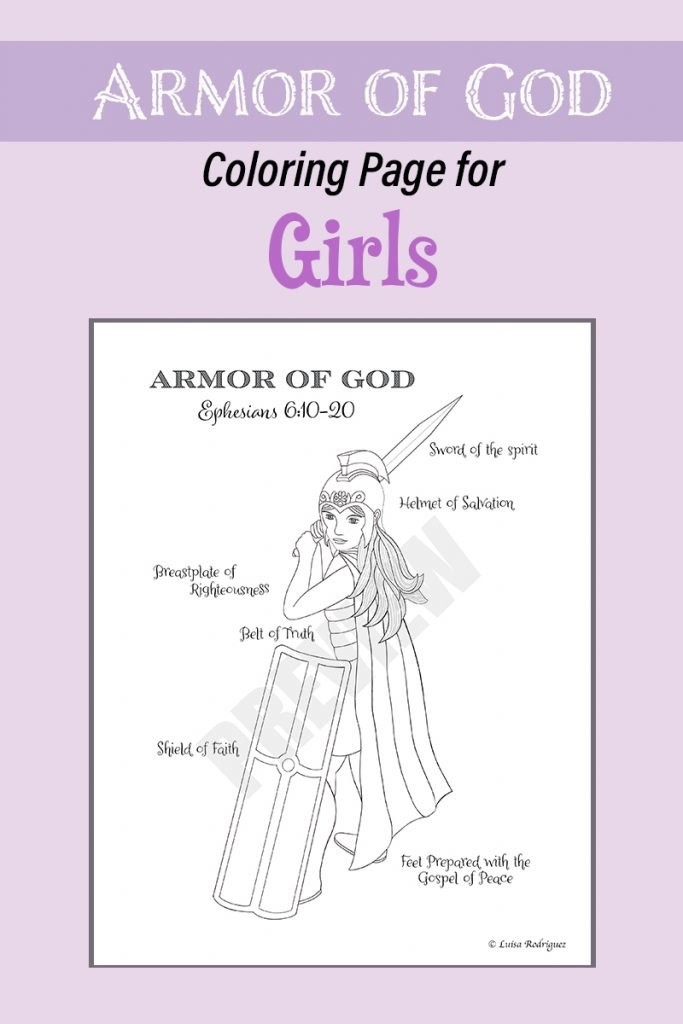 Armor of God for Girls Coloring Page